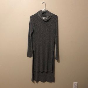 Gray sweater dress.